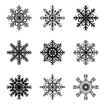 Snowflake silhouette icon, symbol, design. Winter, christmas vector illustration isolated on the white background.