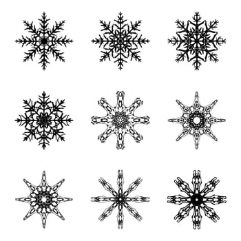 Snowflake silhouette icon, symbol, design. Winter, christmas vector illustration isolated on the white background.