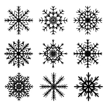Snowflake silhouette icon, symbol, design. Winter, christmas vector illustration isolated on the white background.