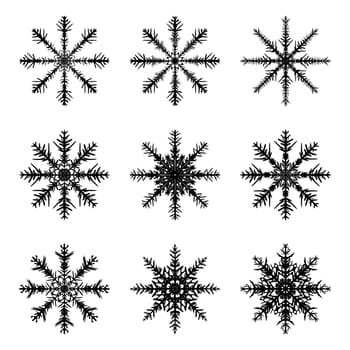 Snowflake silhouette icon, symbol, design. Winter, christmas vector illustration isolated on the white background.
