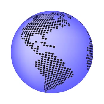 globe earth world map - abstract dotted vector background.  Blue wallpaper illustration
