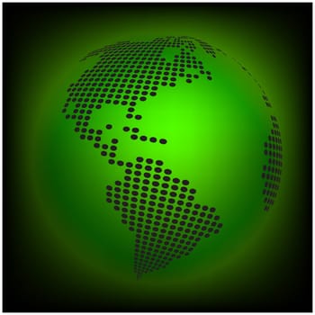 Globe earth world map - abstract dotted vector background.  Green wallpaper illustration