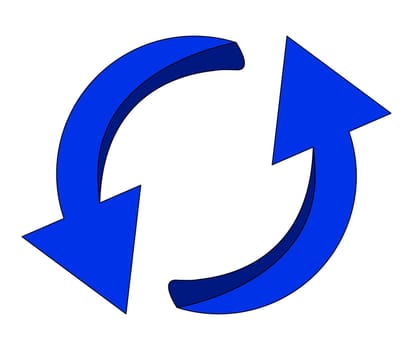 Arrow symbol, blue icon business concept. Vector illustration isolated on white background.