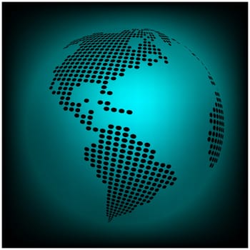 globe earth world map - abstract dotted vector background.  Blue wallpaper illustration