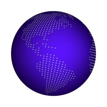 globe earth world map - abstract dotted vector background.  Blue wallpaper illustration