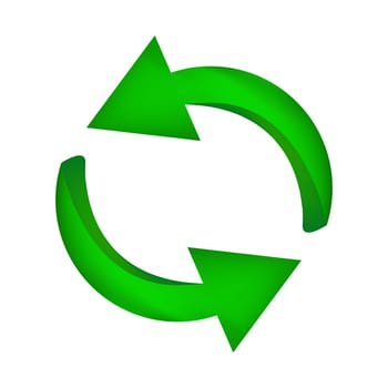 Recycle green Arrow symbol, icon business ecology concept. Vector illustration isolated on white background.