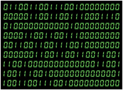 0,1 digits vector wallpaper. Green Binary code on black background. Digital matrix abstract technology illustration.