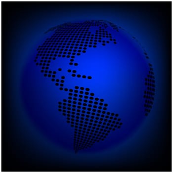 globe earth world map - abstract dotted vector background.  Blue wallpaper illustration
