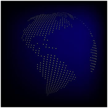 globe earth world map - abstract dotted vector background.  Blue wallpaper illustration