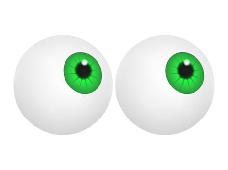 Eyeball with green pupil, iris. Realistic human body part set. Vector illustration isolated on white background.