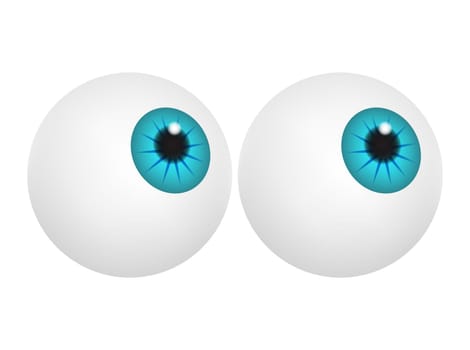 Eyeball with blue pupil, iris. Realistic human body part set. Vector illustration isolated on white background.