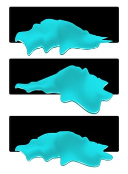 Puddle of water spill banner set. Blue stain, plash, drop. Vector illustration isolated on the white background