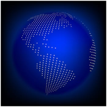 globe earth world map - abstract dotted vector background.  Blue wallpaper illustration