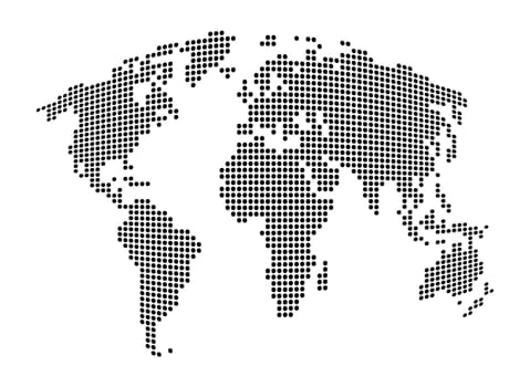 World map - abstract dotted vector background.  Black and white silhouette illustration