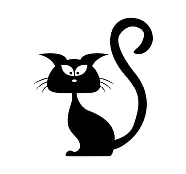 Halloween black cat vector silhouette. Cartoon clipart Illustration isolated on white background