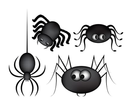 Spider halloween icon, symbol gradient mesh set. Vector illustration on white background