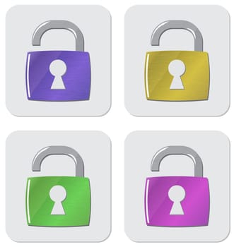 Vector  icon opened padlock set