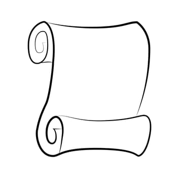 Vintage blank paper scroll silhouette vector isolated on white background. Empty parchment rolled up scroll, old paper sheet texture.
