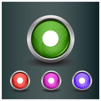 Set of isolated rec, record glossy vector web buttons. Beautiful internet buttons.