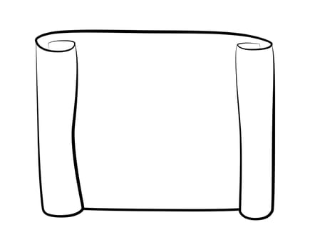 Paper scroll silhouette vector isolated on white background. Empty, blank parchment rolled up scroll, old paper sheet texture.