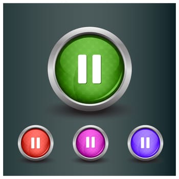 Set of isolated pause glossy vector web buttons. Beautiful internet buttons.