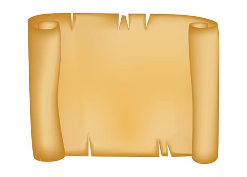Paper scroll vector isolated on white background. Empty parchment rolled up scroll, old paper sheet texture. Created with gradient mesh.