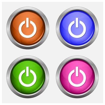 Set of isolated turn on, off glossy vector web buttons. Beautiful internet buttons.