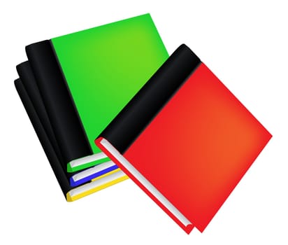 Set of realistic colored books with empty covers. Vector illustration isolated on white background