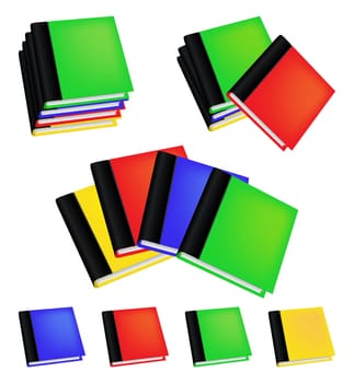 Set of realistic colored books with empty covers. Vector illustration isolated on white background
