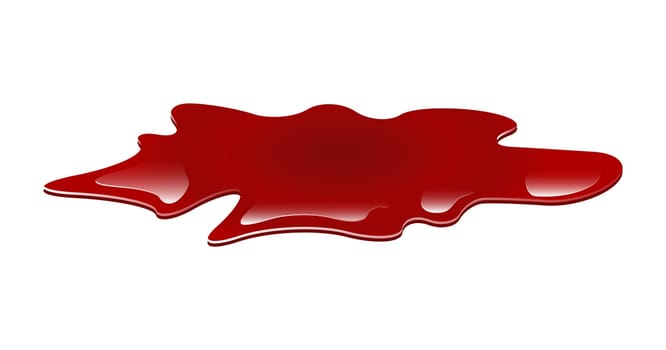 Set of blood puddle, drop, blots, stain, red plash od blood. Vector illustration isolated on white background.