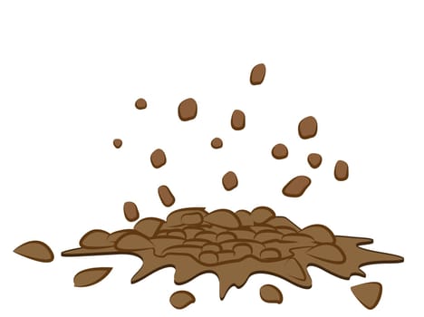 Pile of smashed  ground, heap of soil - vector illustration isolated on white background.