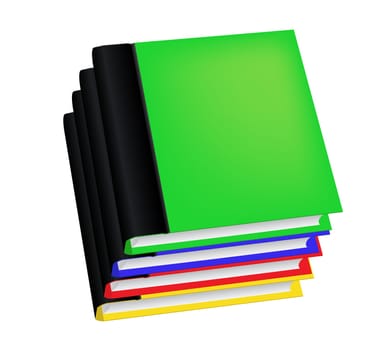 Stack of realistic colored books with empty covers. Vector illustration isolated on white background