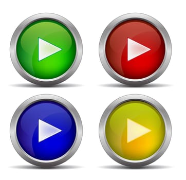 play color  glossy web button, beautiful Internet button set. green, yellow, red, blue