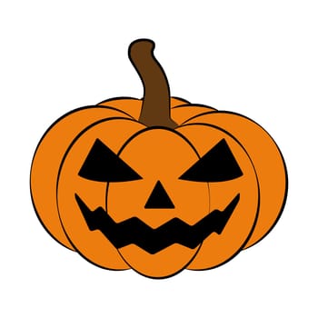 Halloween pumpkin vector illustration, Jack O Lantern  isolated on white background. Scary orange picture with eyes.