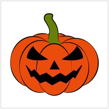 Halloween pumpkin vector illustration, Jack O Lantern  isolated on white background. Scary orange picture with eyes.