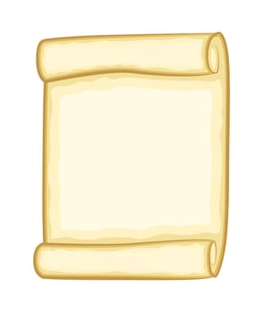 Paper scroll clipart vector isolated on white background. Empty, blank parchment rolled up scroll, old paper sheet texture.