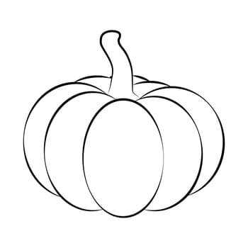 Halloween pumpkin outline, contour vector illustration isolated on white background.