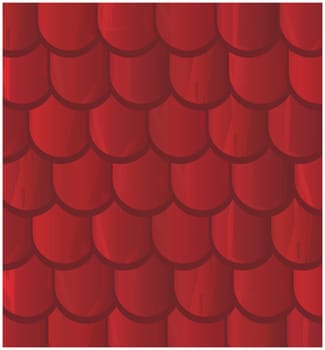 Vector texture illustration of Seamless red clay roof tiles, slate.