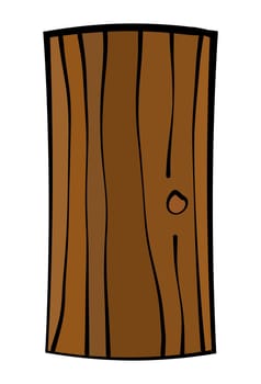 Image of old, ruined wooden door, gate. Witches house door. Vector illustration isolated on white background.