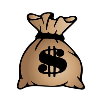 Brown money bag icon with dollar sign isolated on white background. Vector illustration.