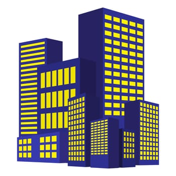 Image of modern building, Urban cityscape, City Lights, metropolis. Vector illustration isolated on white background.