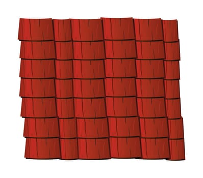 Vector texture illustration of red clay roof tiles, slate.