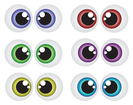 Vector cartoon eyes set isolated on white background