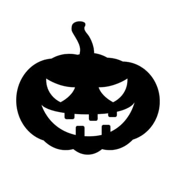 Halloween pumpkin silhouette vector illustration, Jack O Lantern  isolated on white background. Scary orange picture with eyes.