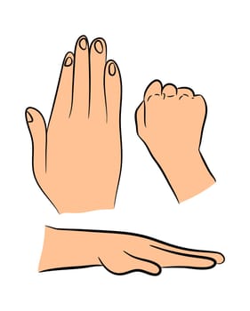 Image of cartoon human hand gesture set. Vector illustration isolated on white background.