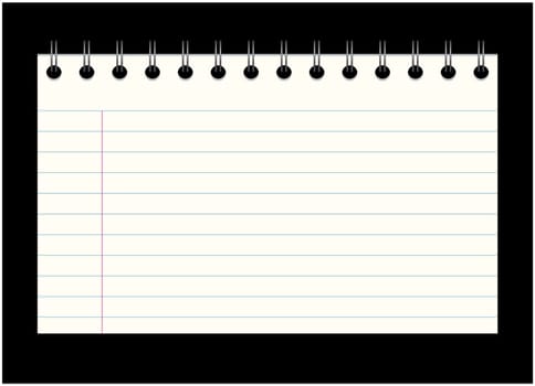 Image of empty school, office card out of the notebook, note. Cartoon illustration isolated on black background.
