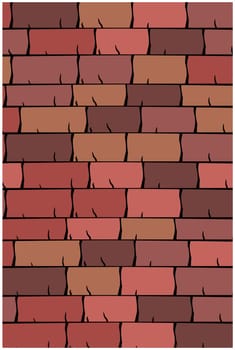 Vector texture illustration of Seamless red clay roof tiles, slate.