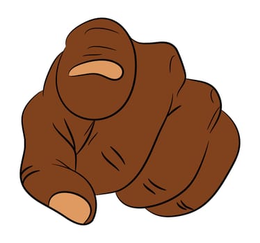 Image of cartoon black man, negro human hand gesture pointing at you. Vector illustration isolated on white background.
