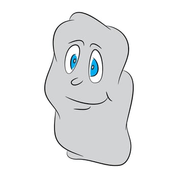 Image of shy, lovely, cute, halloween cartoon ghost. Vector illustration isolated on black background.