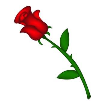 Image of realistic red rose. Vector illustration isolated on white background. Created with mesh tool.